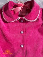 پیراهن کژوال دخترانه مخمل کبریتی صورتی بیبی یقه