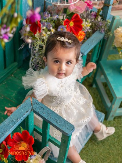 پیراهن مجلسی دخترانه خامه دوزی مروارید دار
