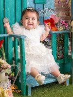 پیراهن مجلسی دخترانه خامه دوزی مروارید دار