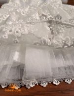 آستر و تور پیراهن مجلسی کودک دخترانه خامه دوزی مروارید