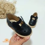 کفش تخت دخترانه چرم مدل خرگوش سیاه