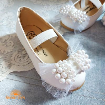 کفش بابت دخترانه چرم مدل مروارید