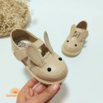 کفش تخت دخترانه چرم مدل خرگوش شیری