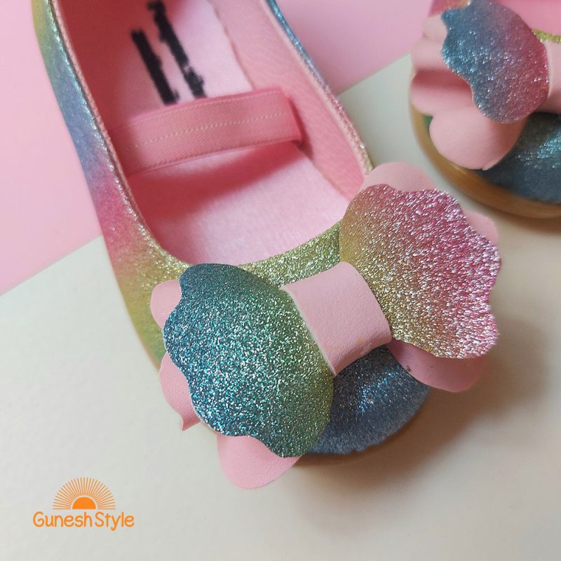 کفش بابت دخترانه چرم مدل رنگین کمان هفت رنگ