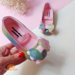 کفش بابت دخترانه چرم مدل رنگین کمان هفت رنگ