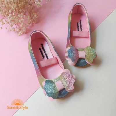 کفش بابت دخترانه چرم مدل رنگین کمان هفت رنگ