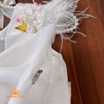 پیراهن پرنسسی ساتن و توری سفید پشت پاپیون‌ الا