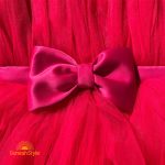 پاپیون کمری سرخابی پیراهن پیرنسسی توری