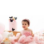 پیراهن پرنسسی صورتی پف پف با شکوفه های نگین دار