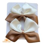 گیره مو انبری بچگانه ساتن مدل پاپیون دو رنگ بسته دو عددی