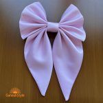 پاپیون ساتن صورتی آمریکایی دنباله دار با گیره انبری