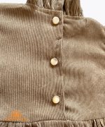 پیراهن کژوال دخترانه مخمل کبریتی پاپیون دار آیسل