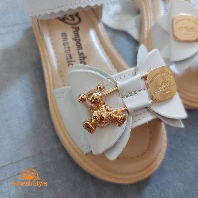 صندل دخترانه مدل تدی رنگ سفید