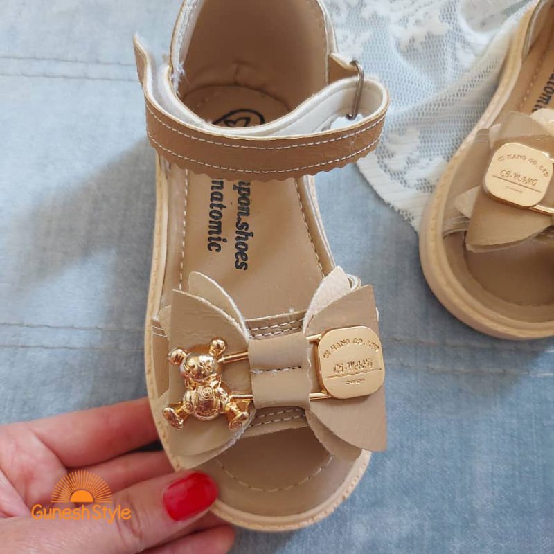 صندل دخترانه مدل تدی رنگ نسکافه