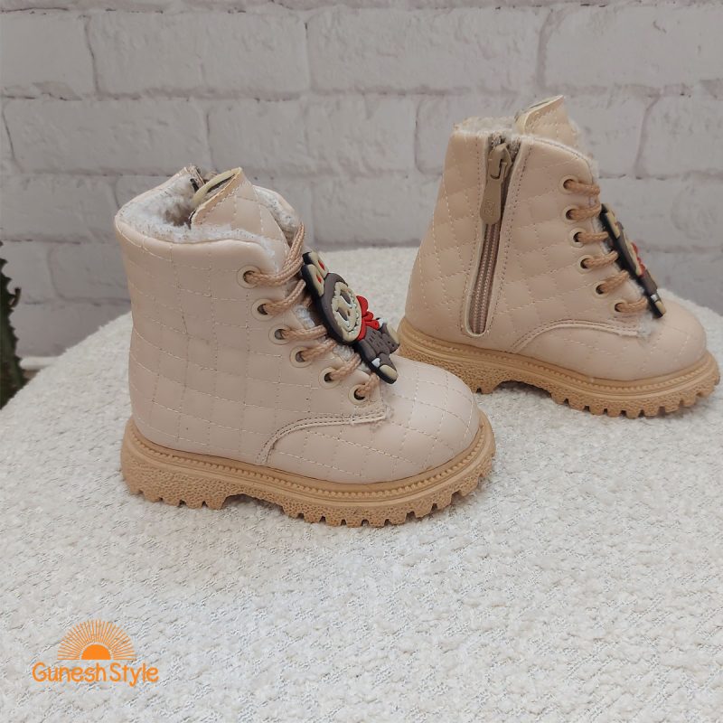 بوت دخترانه مدل لبوبو رنگ کرم