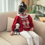 بلوز دورس بچگانه طرح لبوبو (Labubu) رنگ قرمز