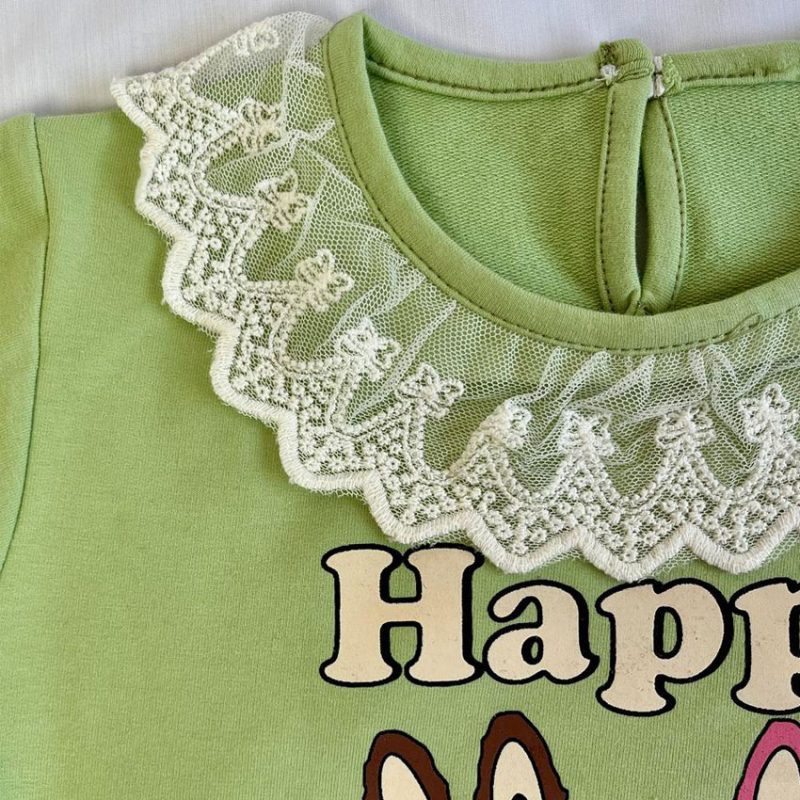 بلوز دورس بچگانه طرح لبوبو (Labubu) رنگ سبز